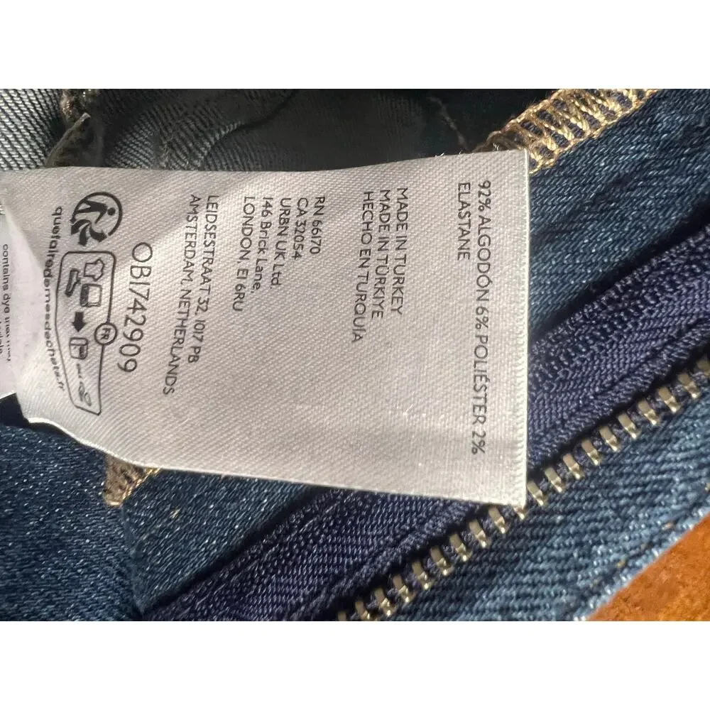 We The Free Free People Skinny Jeans Sz 25 Frayed Hem Gold Stitch